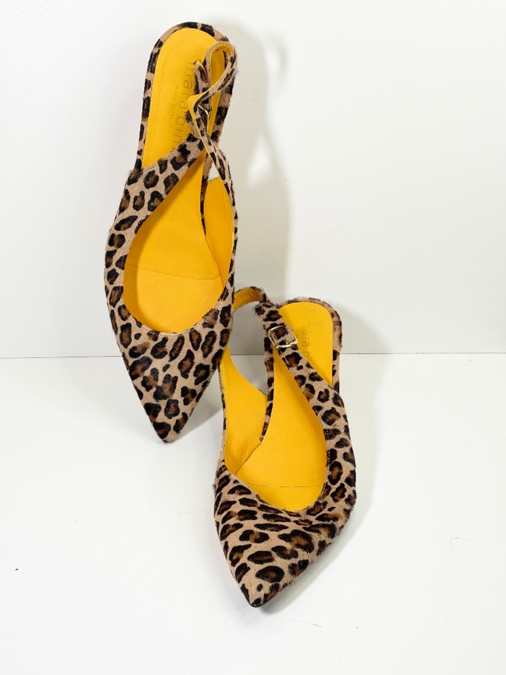 NWT Mara Bini Naomi Slingback Kitten Heel Leopard Pony Hair EU 40 US 9.5